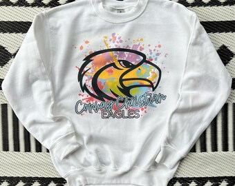 Conway Christian Eagles Sweatshirt | Paint Splatter Mascot, Game Day
