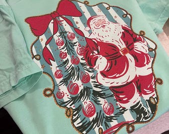 Preppy Santa Bow and Stripes | Unisex | Comfort Colors Shirt