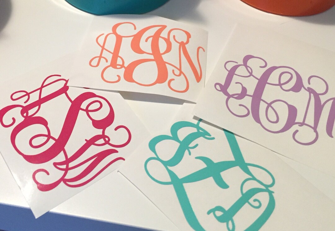 Vines Monogram Car Decal // Personalized Initial Decal // Etsy