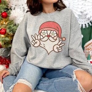 Peace Sign Santa Sweatshirt || Daisy Eyes || Groovy Santa || Youth and Adult