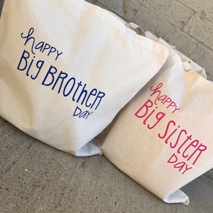 Big Sister Big Brother Hospital Busy Bag Natural Canvas Tote image 1