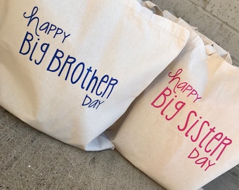 Big Sister Big Brother Hospital Busy Bag Natural Canvas Tote