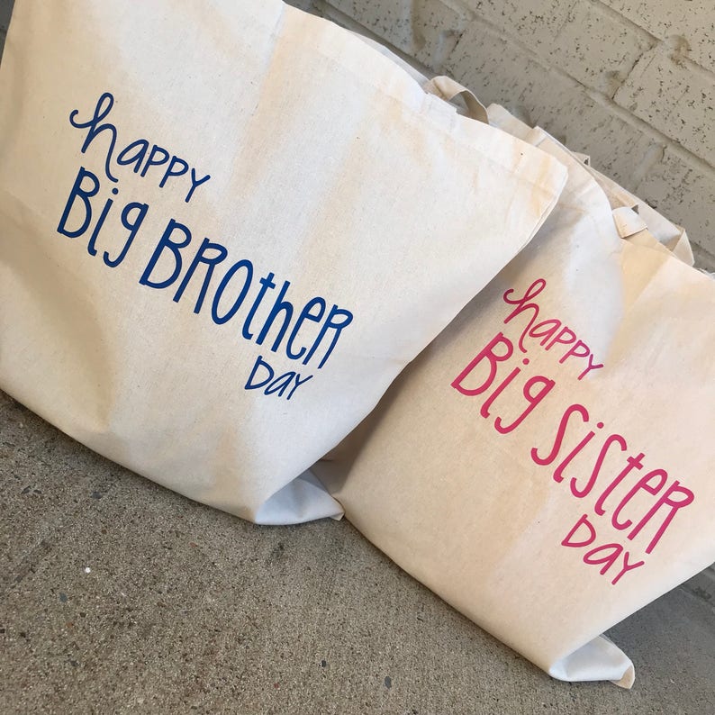 Big Sister Big Brother Hospital Busy Bag Natural Canvas Tote image 1