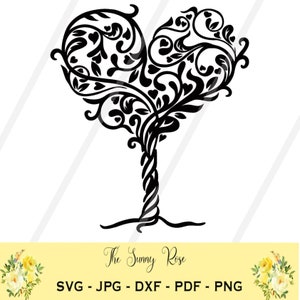 Love Scroll Tree Descarga digital Archivo de corte para Cricut y Silhouette SVG