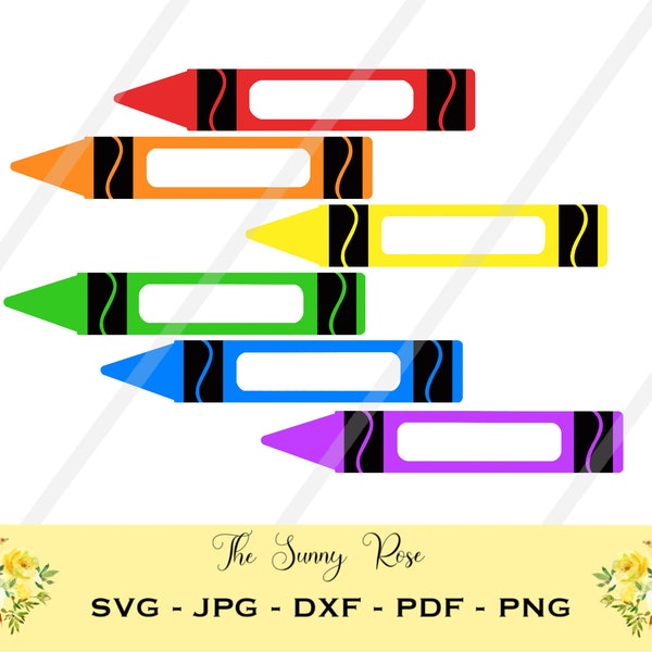 Crayon Name Tag Digital Download Cut File for Teachers, Parents, Students use on Cricut and Silhouette