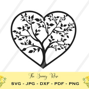 Love Heart Tree digitale download gesneden bestand voor Cricut en silhouet SVG