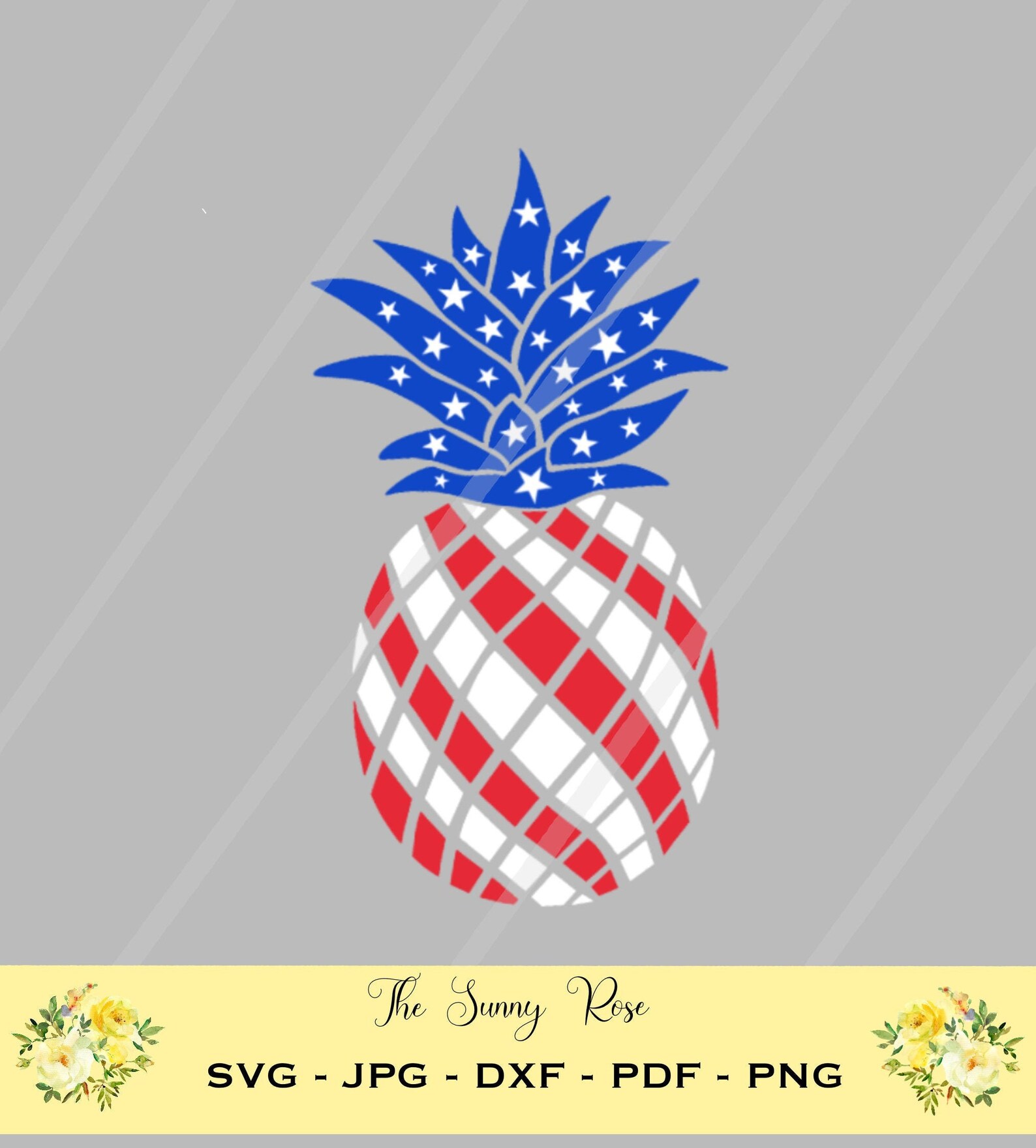Flag Pineapple Fourth of July Digital Cut File for Cricut or Etsy España