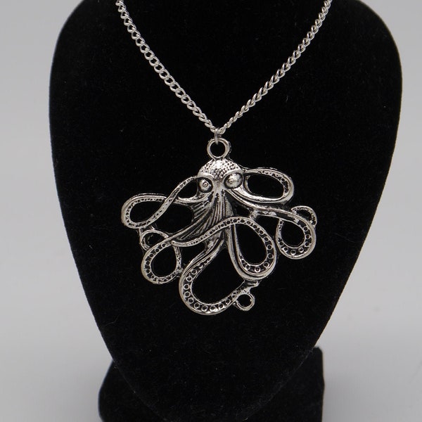 Oktopus ~ Tintenfisch ~ Krake Kette ~ Halskette ~ Anhänger ~ Meerestier ~ silber ~ Bronze ~ XL