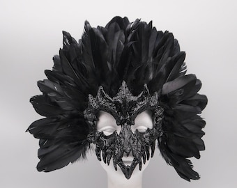 Demon Skull Mask ~ gothic mask ~ headdress ~ headpiece ~ skull - bones ~ goth ~ headdress - festival ~ devil