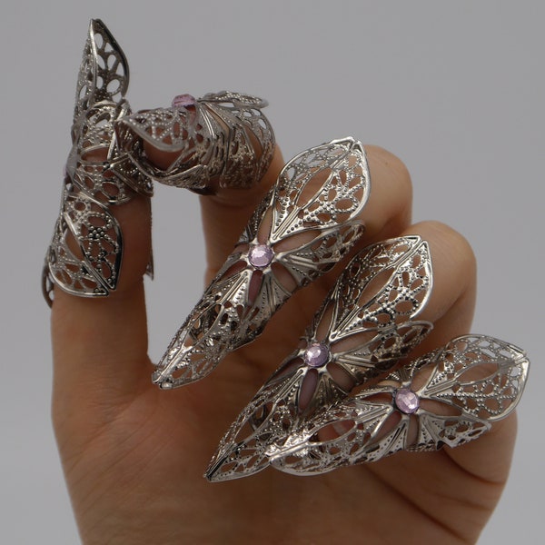 5pc silver Nails Elb Elfe Fantasy Filigree Claws