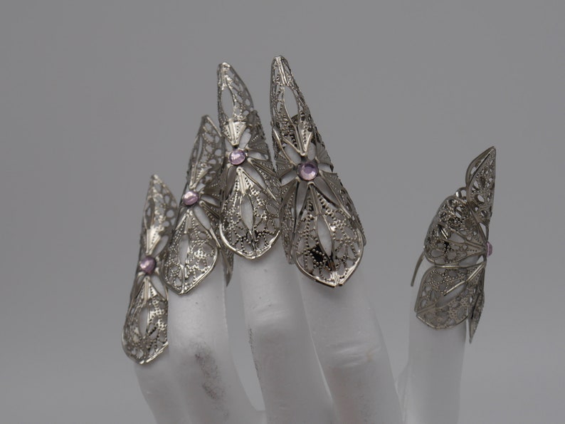 5pc silver Nails Elb Elfe Fantasy Filigree Claws