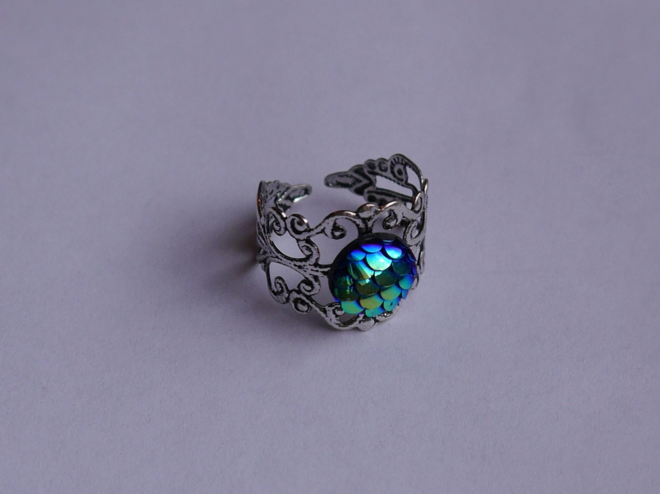 Mermaid ~ ring ~ mermaid ~ fish scales ~ scales ~ dragon ~ jewelry ~ fantasy ~ adjustable