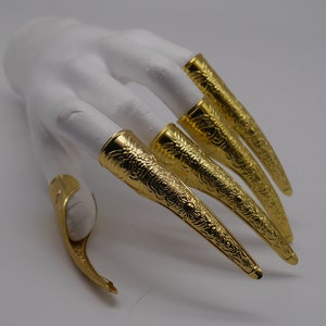 5pc gold Dragon Claws ~ gothic Nails ~ Tips ~ Nail Art ~