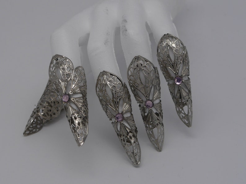 5pc silver Nails Elb Elfe Fantasy Filigree Claws