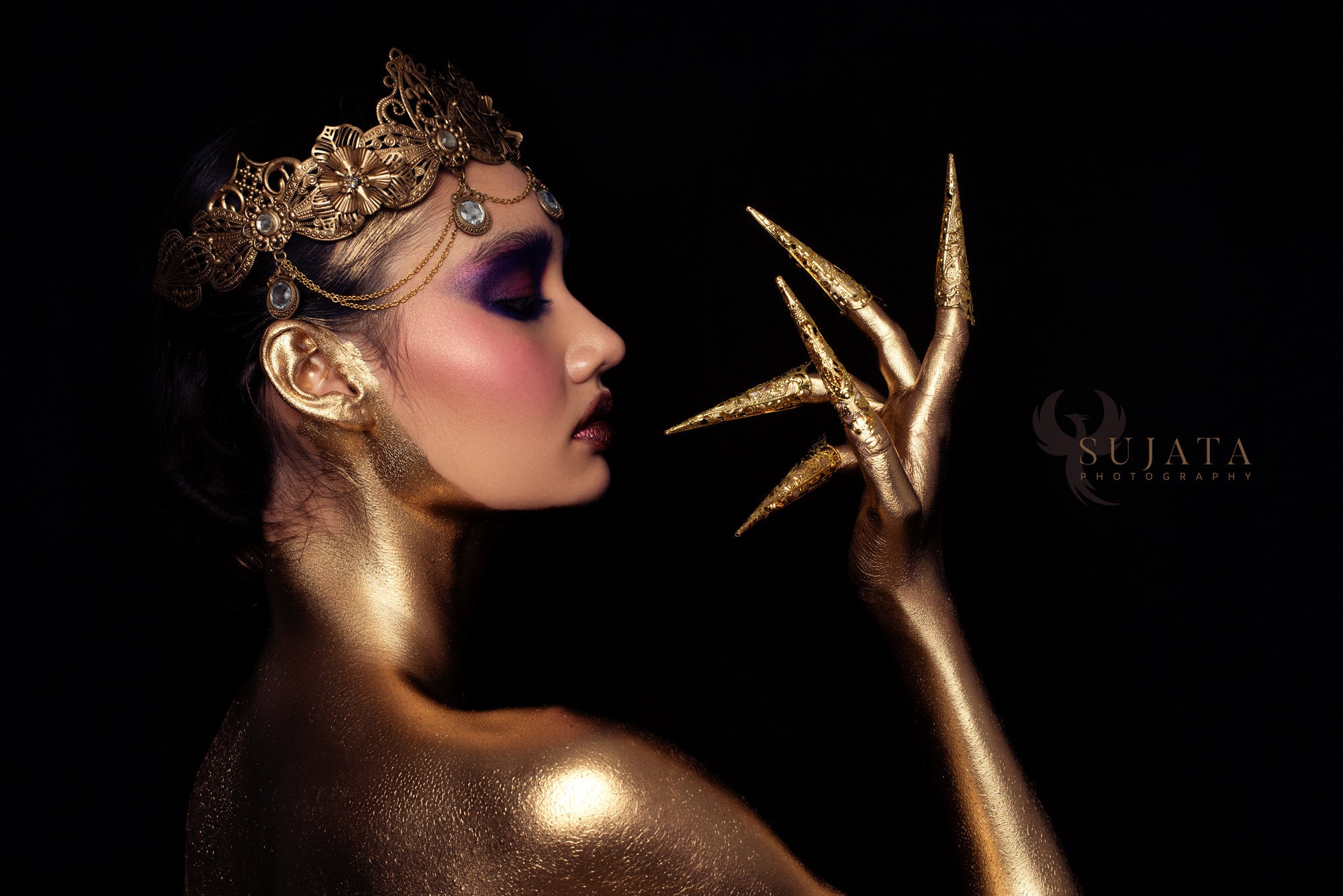 YANGWEN Fingernagelspitze Krallen – 10 Stück Metall-Claws Für Cosplay & Tanz (gold)