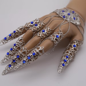 silver Filigree Claws Nails (1pc = 1 Full Hand Piece) ~ Nails ~ Nail ~ Claws ~ Rings ~ Gothic ~ Nails ~ Tips