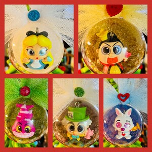 Teeny Tiny Alice and Friends  Character Globe Ornaments.(Available with personalized tag)