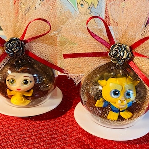 Beauty and Beast Globe Ornament Set