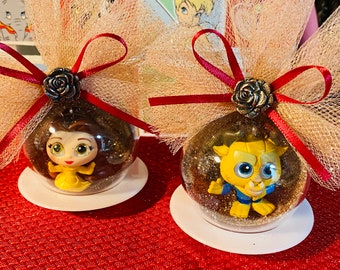 Conjunto de adornos de globo terráqueo de La Bella y la Bestia