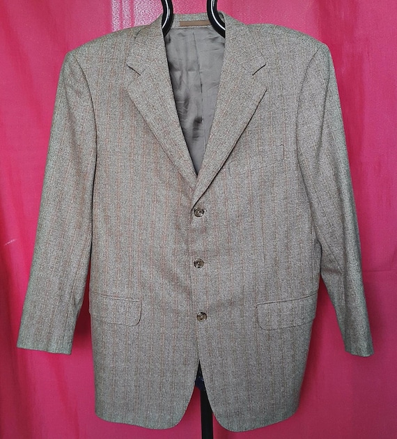 Ermenegildo Zegna, Vintage Ermenegildo Zegna Plaid Beige Wool Mens Jacket Blazer Us 42 Eu 52
