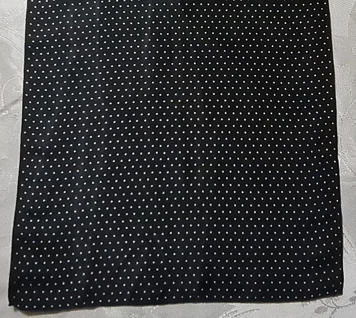 Gents Scarf Vintage Authentic Polka Dot Black White Silk Long Mens, Foto 3 von 5