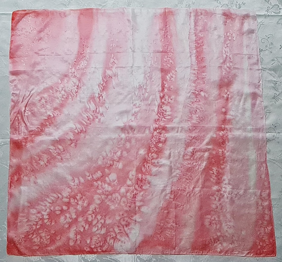Scarf Vintage Authentic Hand Painted WaterColor Pink Chiffon Silk 36" Square