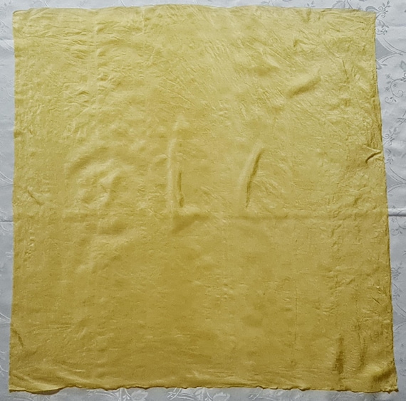 Scarf Vintage Authentic Solid Yellow Chiffon Silk 36" Square