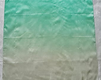 Scarf Vintage Authentic Jago Ombre Art Green White Thai Silk 27" Square