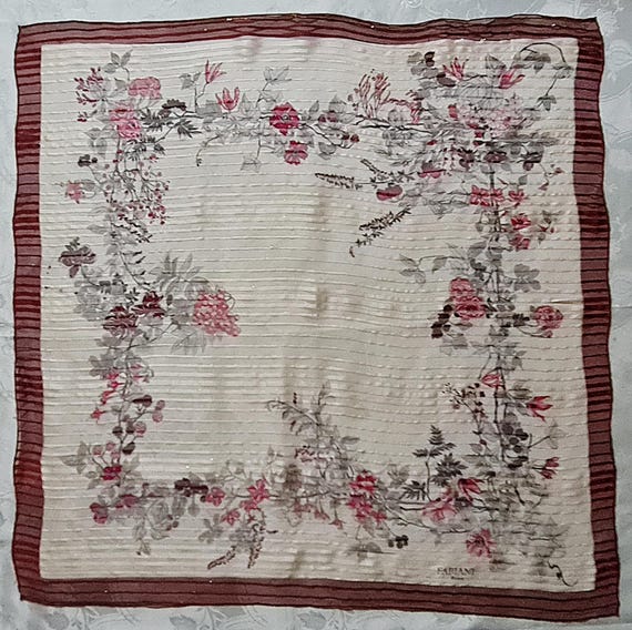 Scarf Vintage Authentic Fabiani Roma Floral Art Lame Threads Silk 35" Square