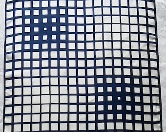 Scarf Vintage Authentic Plaid Art Blue White Silk 27" Square