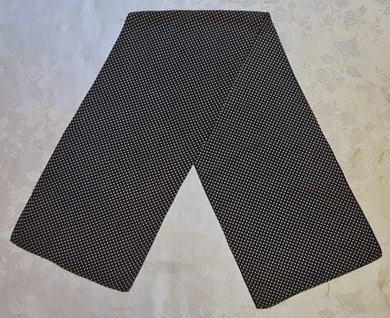 Gents Scarf Vintage Authentic Street One Polka Dot Black White Silk Long Mens