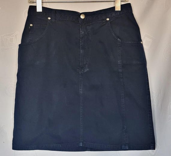 Krizia, Skirt Vintage Authentic Krizia Logo Denim Cotton Blue Womens Skirt Us 8 Eu 38