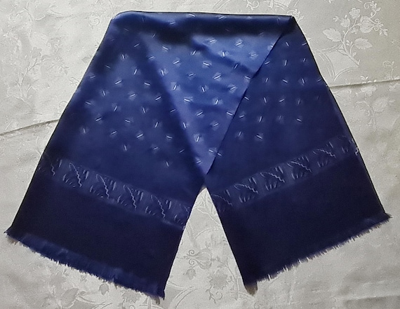 Gents Scarf Vintage Authentic Geometric Art Blue Silk Long Mens