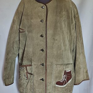 Jacket Vintage Trachten Oktoberfest Dirndl Leather Womens Coat Us 16 Eu 44