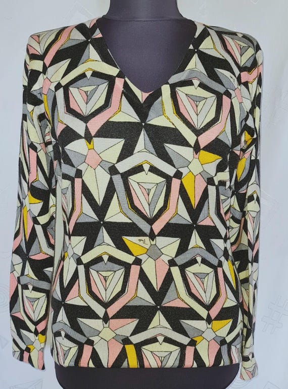 Emilio Pucci, Vintage Authentic Emilio Pucci Knitted Wool Blend Womens Blouse Sweater Us 10 Eu 38