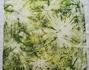 Scarf Vintage Authentic Hand Painted WaterColor Green Chiffon Silk 34" Square
