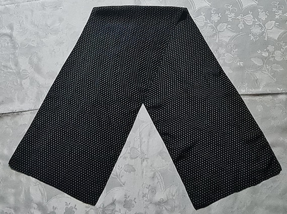 Gents Scarf Vintage Authentic Polka Dot Black White Silk Long Mens