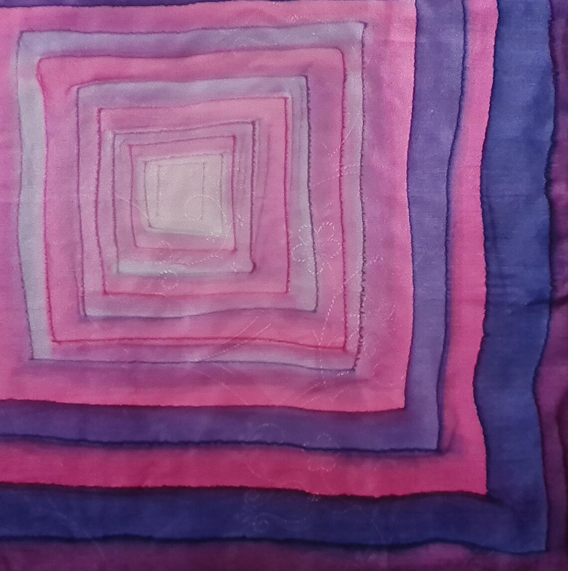 Scarf Vintage Switzerland Route De La Soie Hand Painted Silk 21" Square Small, foto 4 di 5