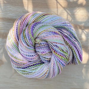 Handspun Sport Weight Yarn 185 Yards Merino Silk Wool Blend Hand Spun Skein