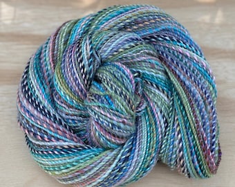 Handspun Sport Weight Yarn 146 Yards Merino Silk Wool Blend Hand Spun Skein
