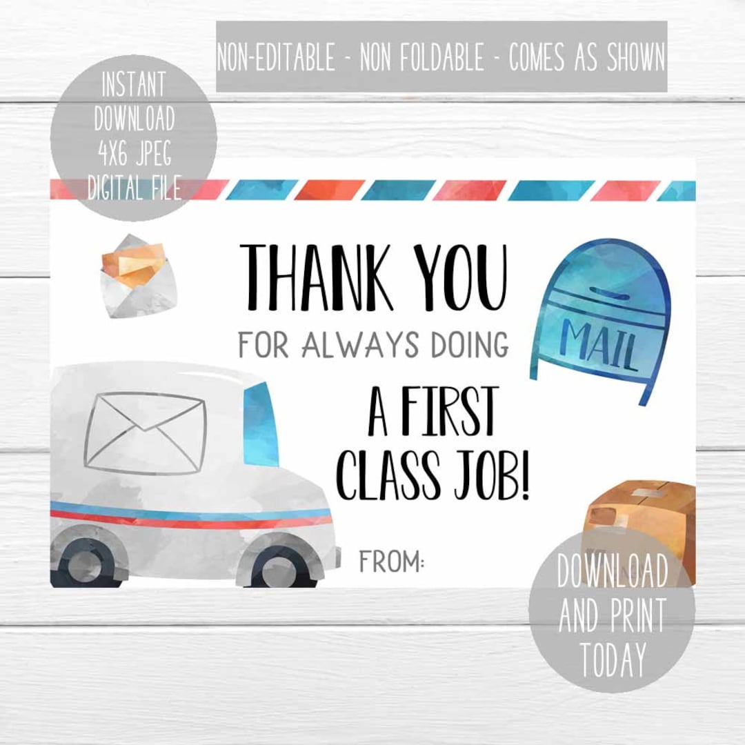 Thank You Note for Mailman, Letter Carrier Thank You Card, Mail Person