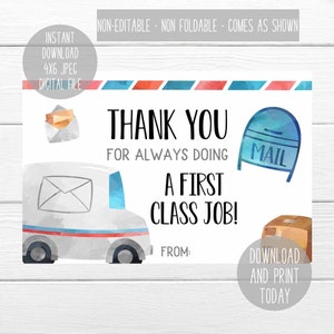 Nota de agradecimiento para el cartero, tarjeta de agradecimiento para el cartero, agradecimiento al cartero, notas para el cartero, por hacer siempre un trabajo de primera clase