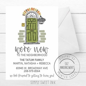 Front door personalized meet the neighbors card, we're new to the neighborhood announcement, cute introducing neighbor card, ANY WORDING imagem 1