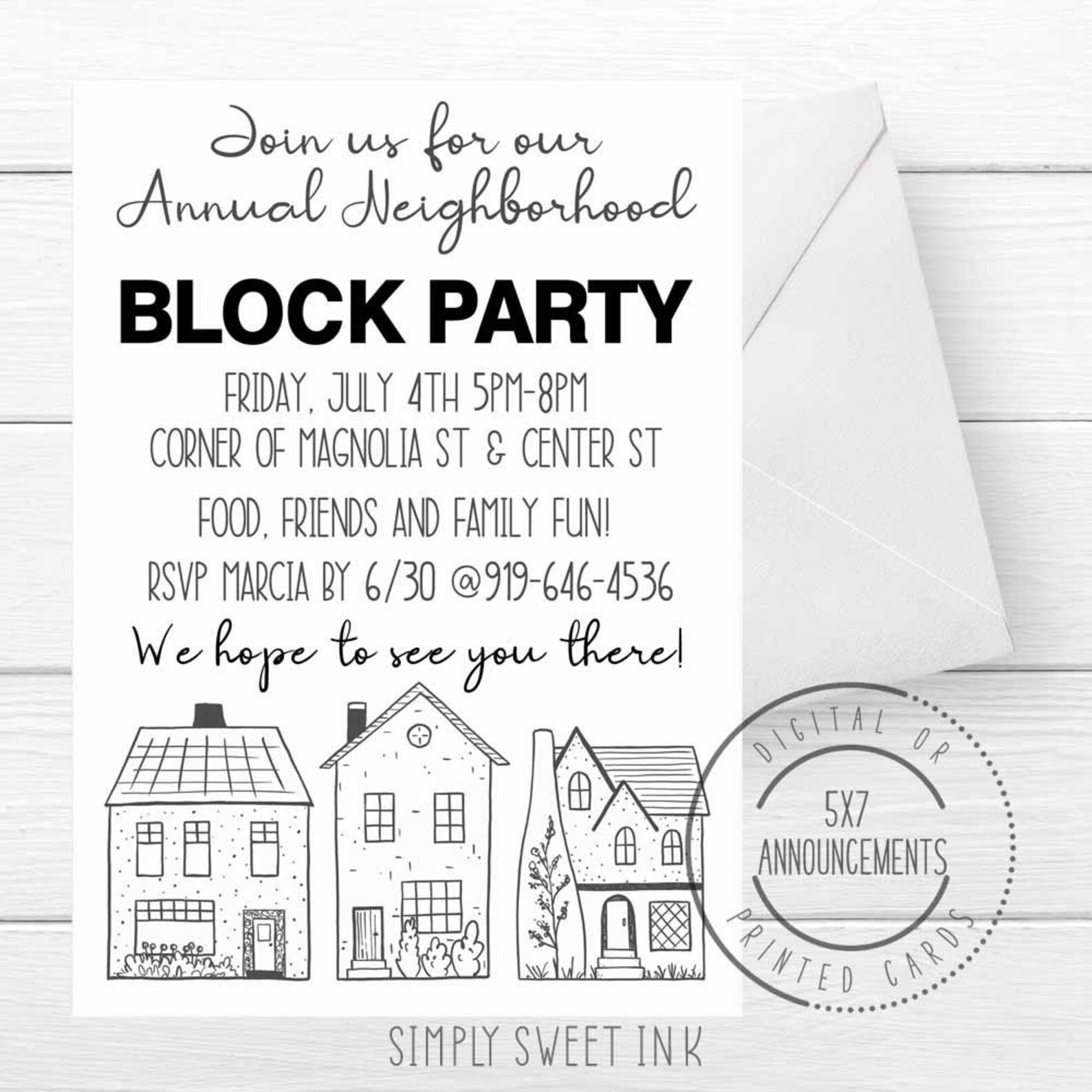 Simple Block Party Invitation, Block Party Invites With Houses