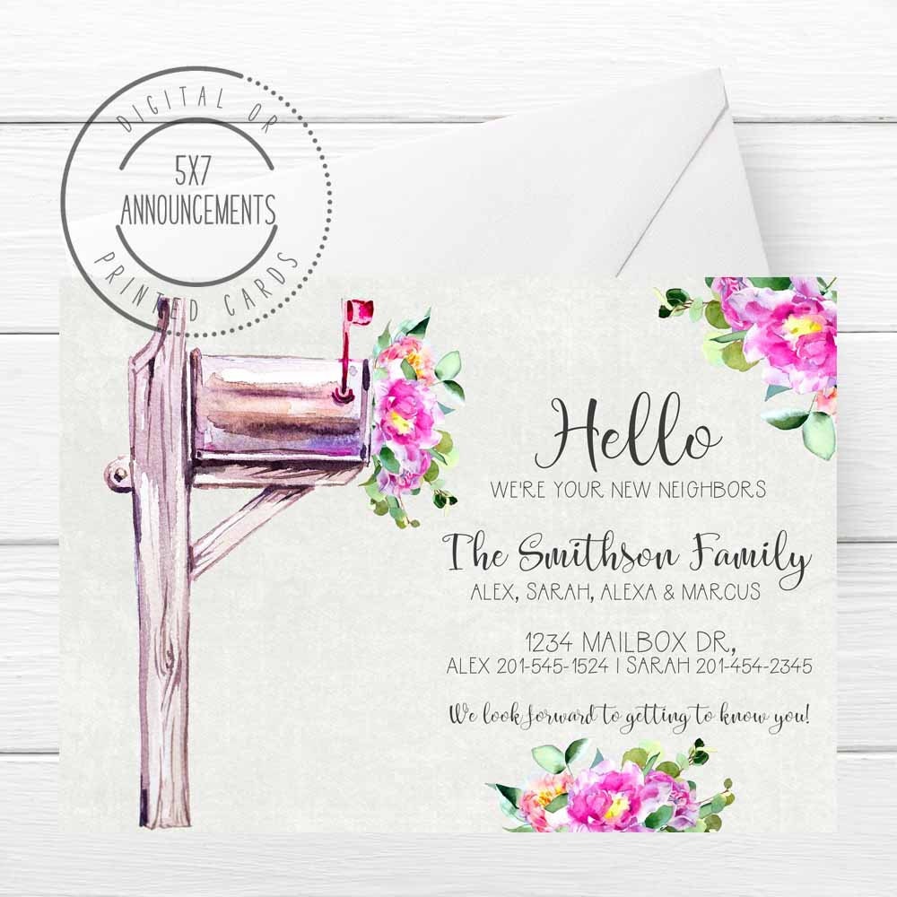 Hello We Re Your New Neighbors Card Floral New Neighbor Etsy Australia Hello We Re Your New Neighbors Card Floral New Neighbor Etsy Australia