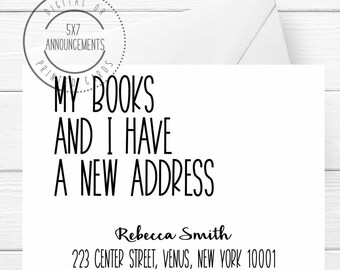 Funny 'My Books and I' Moving Announcement Card (Digital or Printed)