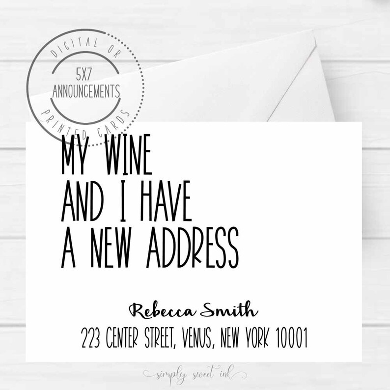 I Moved Announcement New Address Card Funny Moving I Moved Address Change Announcement Funny My Wine And I Moving Card New Home Card Paper Invitations Announcements Senerval Eu
