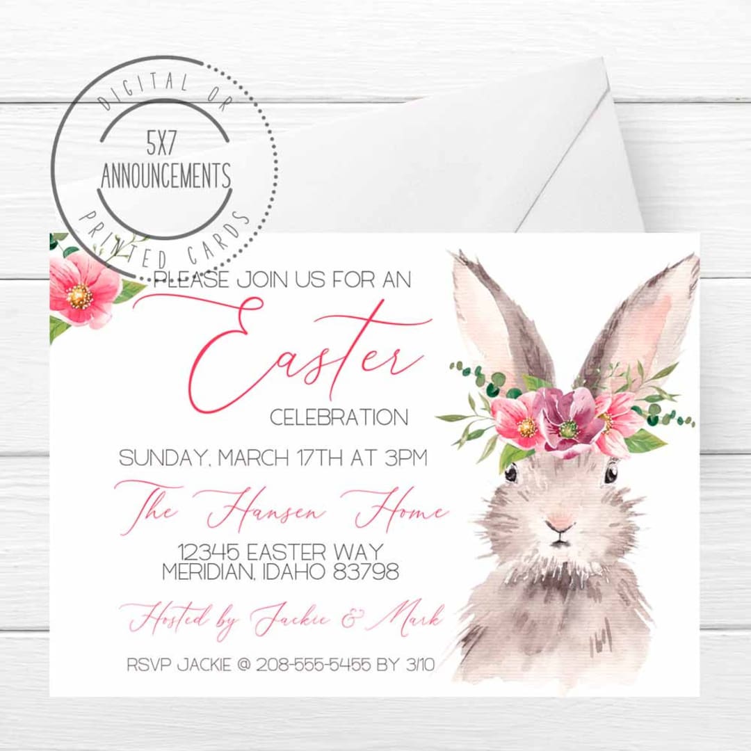 Easter Party Invitation, Personalized Bunny Invite, Easter Celebration ...