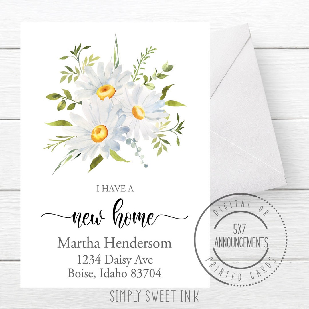 I've Moved Card, Daisy Moving Announcement, Yellow Floral I Moved Cards