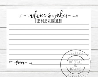 Retirement Advice and Wishes Card, Party Game (Digital Download)
